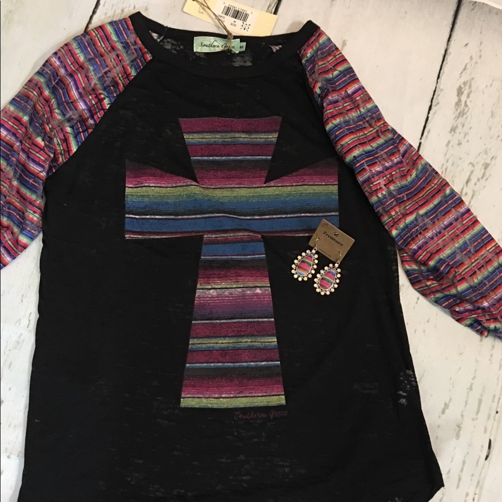 Southern Grace serape cross top